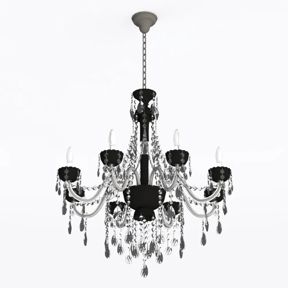 Black Crystal Chandeliers, 8-Light Chandeliers for
