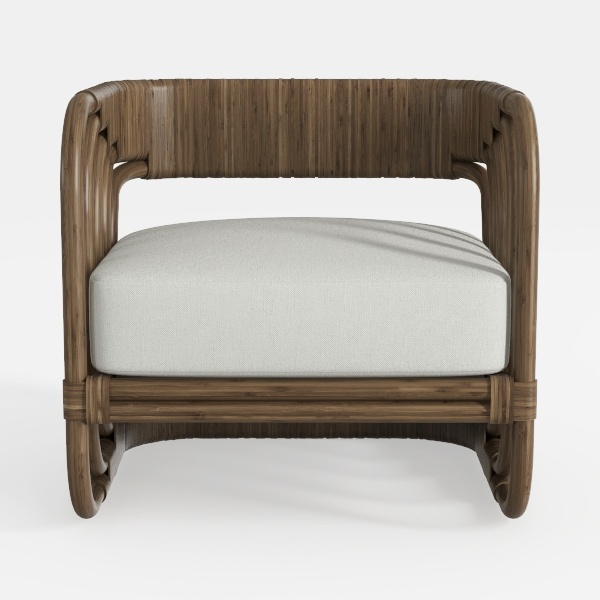 bali & pari Helina Woven Seagrass Arm Chair, Bleac