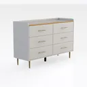 Modern White Solid Wood Gold Accent 6 Drawer Dresser 3D Model Right 45 Degree View