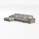 Modern Fabric L Shaped Sectional Sofa With Decorative Throw Pillows 3D Model Left 45 Degree View