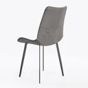 Modern Velvet Upholstered Metal Leg Dining Chair 3D Model Left 45 Degree View