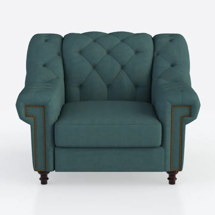 2 Piece Living Room Set, Velvet Chesterfield Sofa