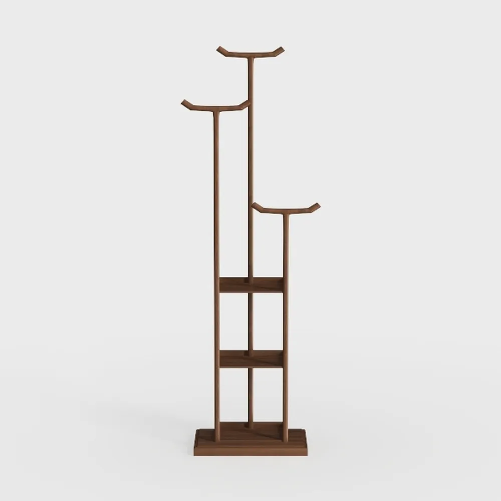 Freestanding Coat Rack Stand with 8 Hooks, Bamboo