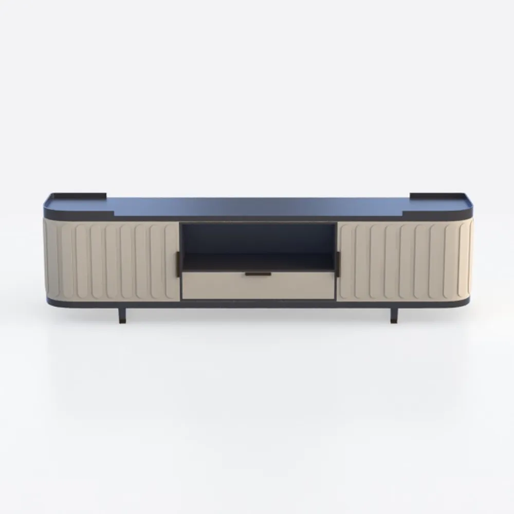 Fluted TV Stand - Modern Wooden Freestanding 
