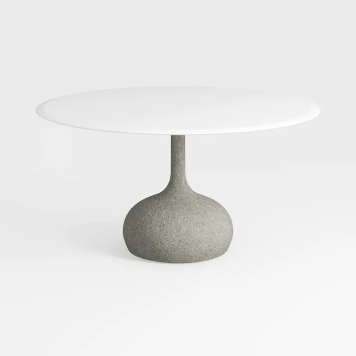 Desoto Modern White Round Concrete Outdoor Dining 