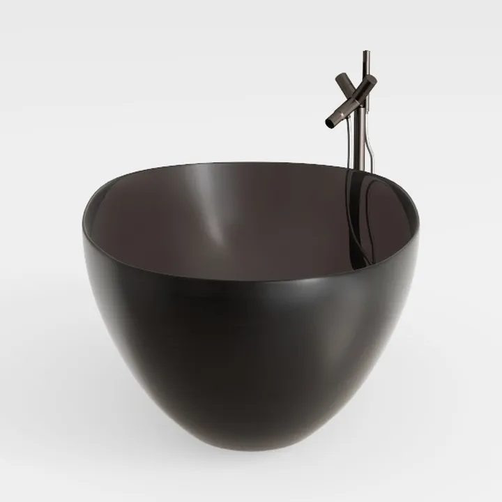 Minimalist Black Solid Wood Freestanding Bathtub 3D Model