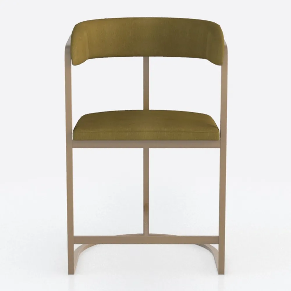 Amaris 41 in. Faux Green Mohair Upholstered Iron B