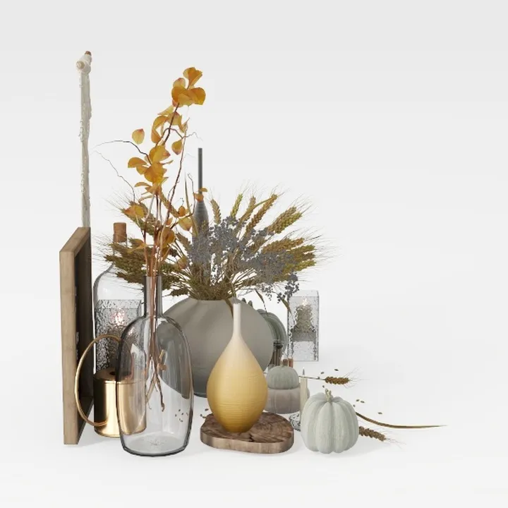 Modern Rustic Farmhouse Tabletop Decorative Arrangement 3D Model