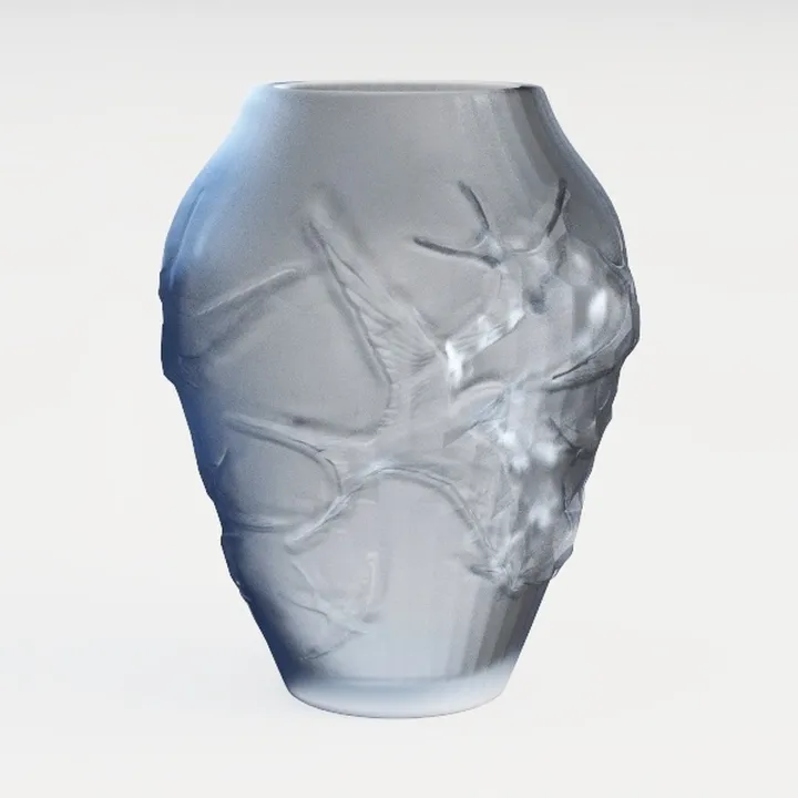 Frosted Glass Embossed Bird Decorative Vase 3D Model
