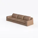 Minimalist Tan Leather Extra Large Sofa 3D Model Left 45 Degree View