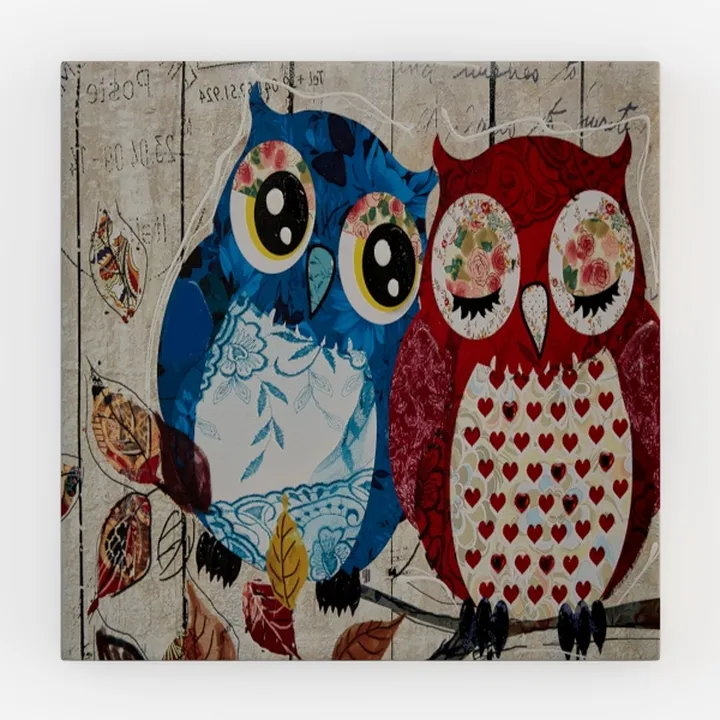 Rustic Vintage Owl Couple Wall Art Decor 3D Model