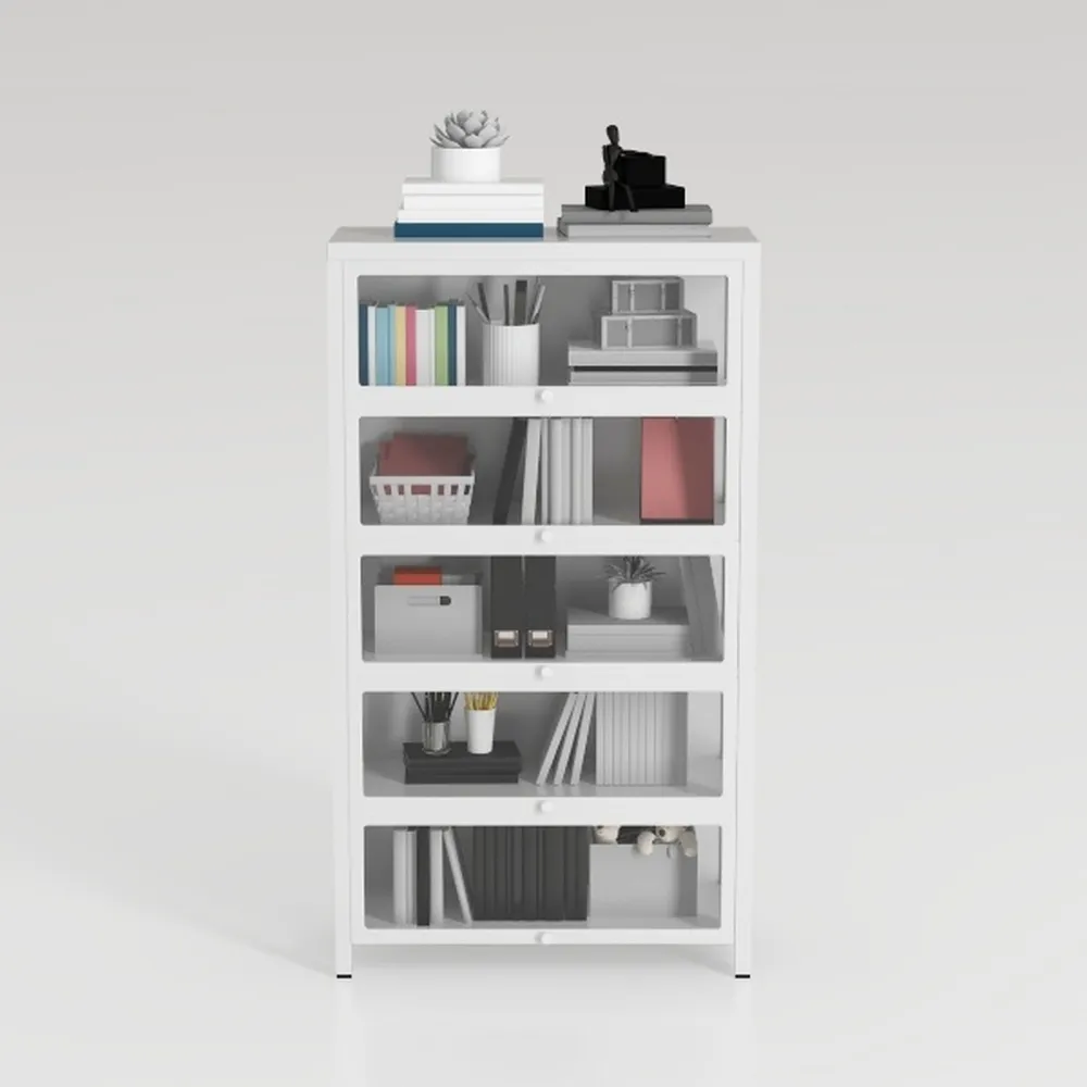Metal Bookshelf, 5-Tier Bookcase with Adjustable