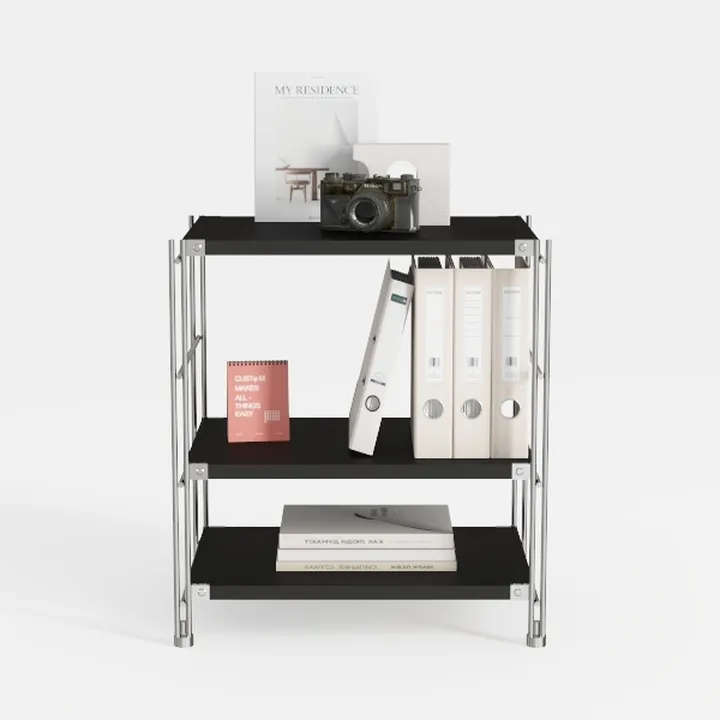 Modern Metal Solid Wood Open Storage Shelf 3D Model