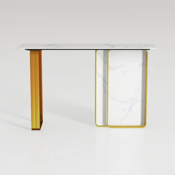 Tribesigns Modern Gold White Console Table with