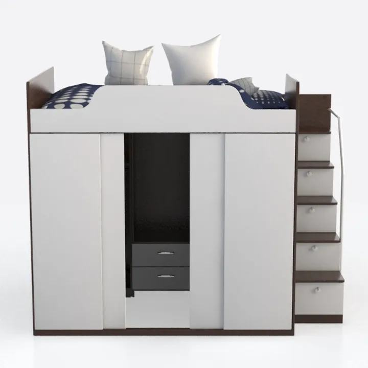 Acme Freya Solid Wood Storage Loft Bed with Booksh