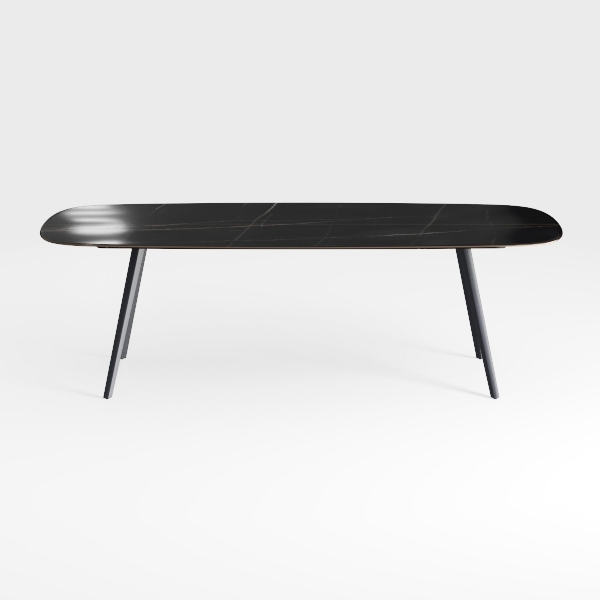 Oval Black Oak MDF Top 74 in. with Solid Wood Fram