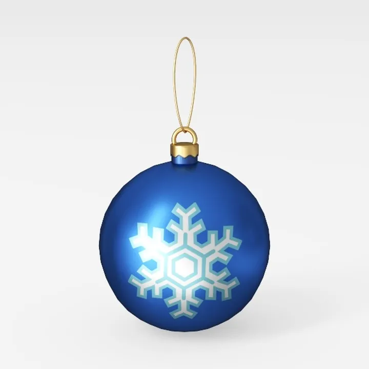Blue Snowflake Pattern Christmas Ornament Ball 3D Model