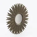 Art Deco Metal Sunburst Round Wall Mirror 3D Model Right 45 Degree View