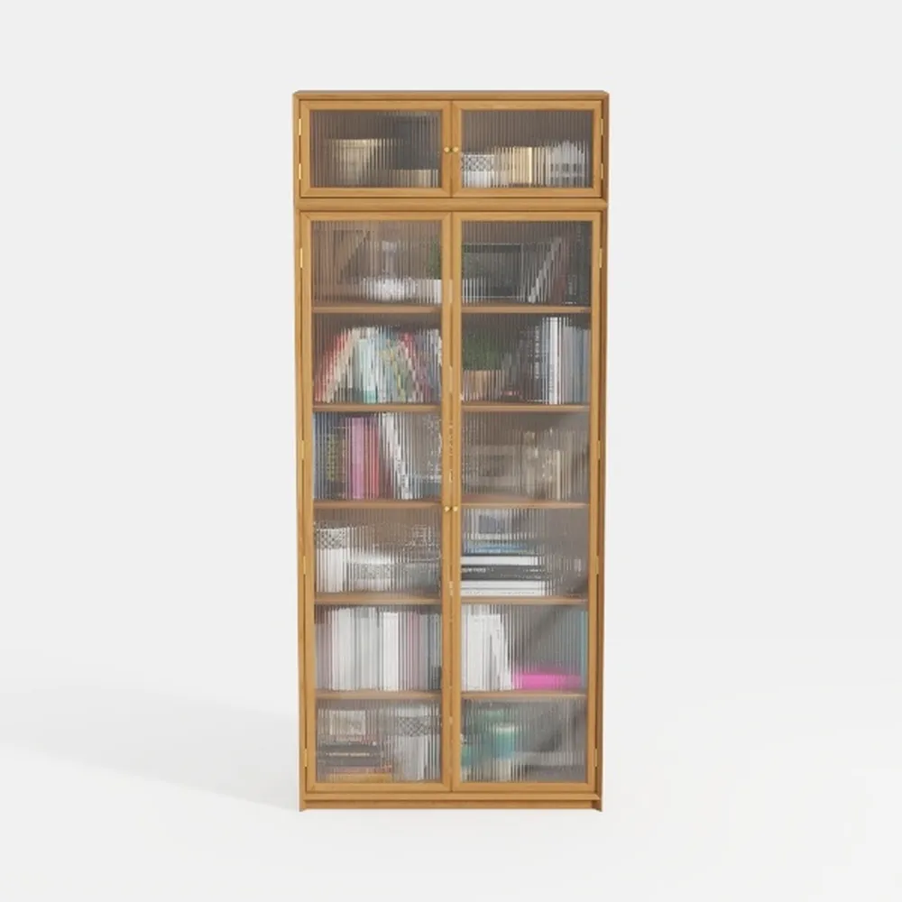 Display Cabinet with Acrylic Doors, 5-Tier Bamboo
