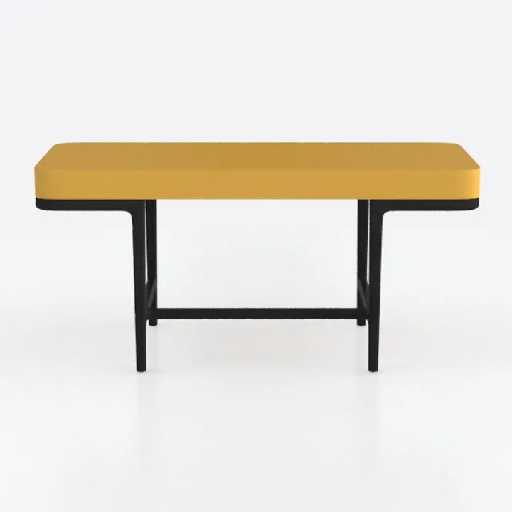 Modern Minimalist Black Metal Yellow Top Dining Table 3D Model
