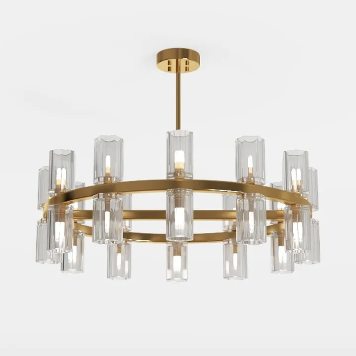 Modern Brass Glass Chandelier 3D Model