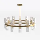 Modern Brass Glass Chandelier 3D Model Right 45 Degree View