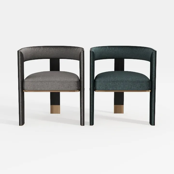 Modern Fabric Upholstered Dining Armchairs Set of 2 3D Model