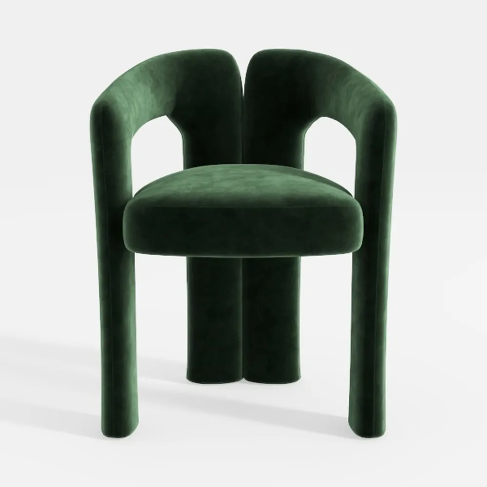 Modern Dining Chairs Set of 4, Soft Teddy Fleece