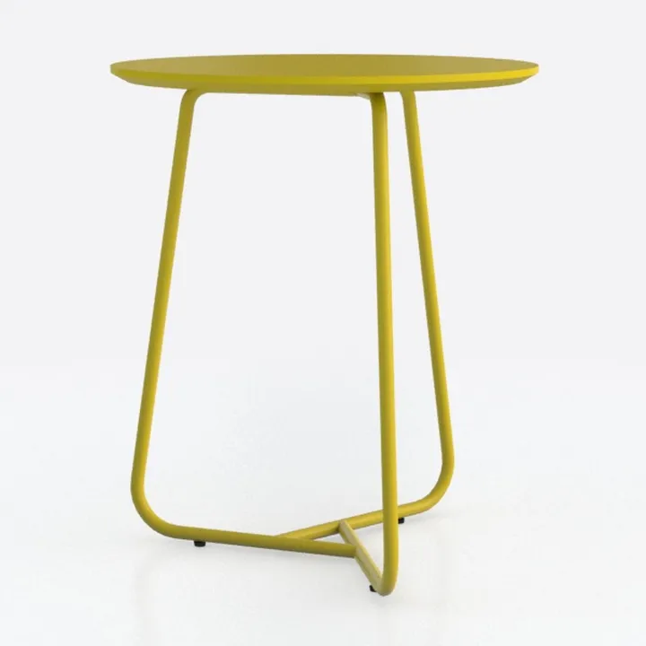 Patio Side Table Waterproof Round Metal Steel