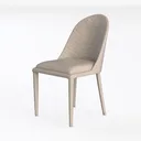 Minimalist Fabric Upholstered Dining Chair with Wave Stitching 3D Model Left 45 Degree View