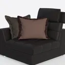 Modern Black Leather Left Arm Sofa Sectional 3D Model Left 45 Degree View