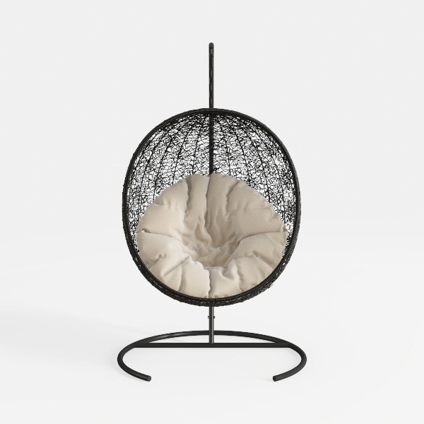 DWVO Egg Chair Patio Rattan Chair with Stand 