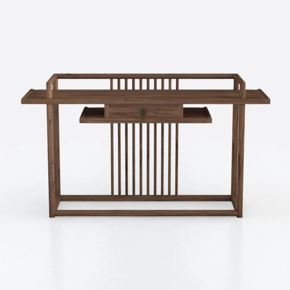 40 in. 2 Tiers Brown Rectangle Wood Console Table