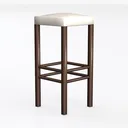 Minimalist Fabric Wooden Bar Stool 3D Model Left 45 Degree View