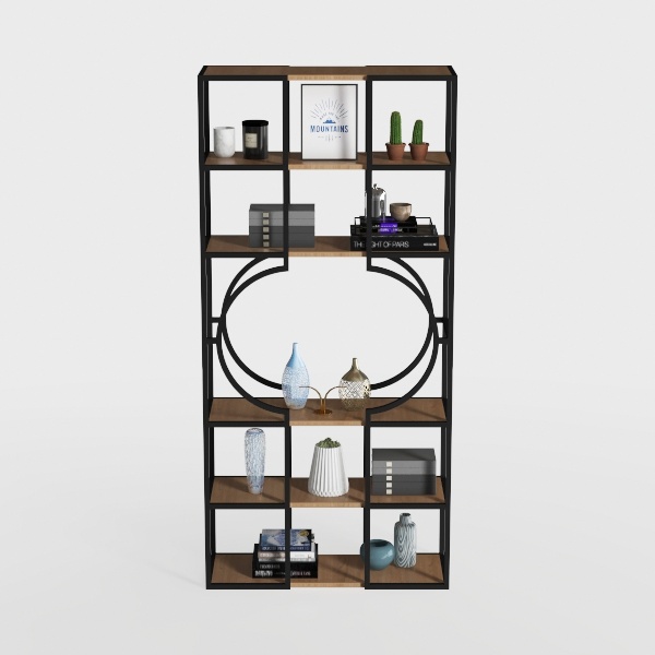 Industrial Bookshelf, 5-Tier Metal Bookcase with