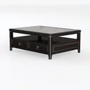 Marble Top Solid Wood Contemporary Coffee Table with Drawers 3D Model Left 45 Degree View