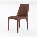 Minimalist Leather Dining Chair 3D Model Left 45 Degree View