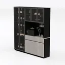 Modern Black Glass Solid Wood Wine Cabinet Sideboard 3D Model Left 45 Degree View