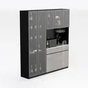 Modern Black Glass Solid Wood Wine Cabinet Sideboard 3D Model Right 45 Degree View