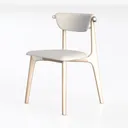 Minimalist Light Oak Fabric Upholstered Dining Chair 3D Model Left 45 Degree View