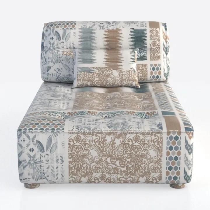 Bohemian Patchwork Fabric Chaise Lounge 3D Model