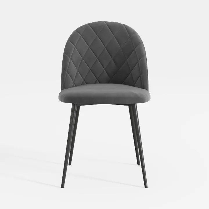 Modern Velvet Upholstered Quilted Dining Chair 3D Model