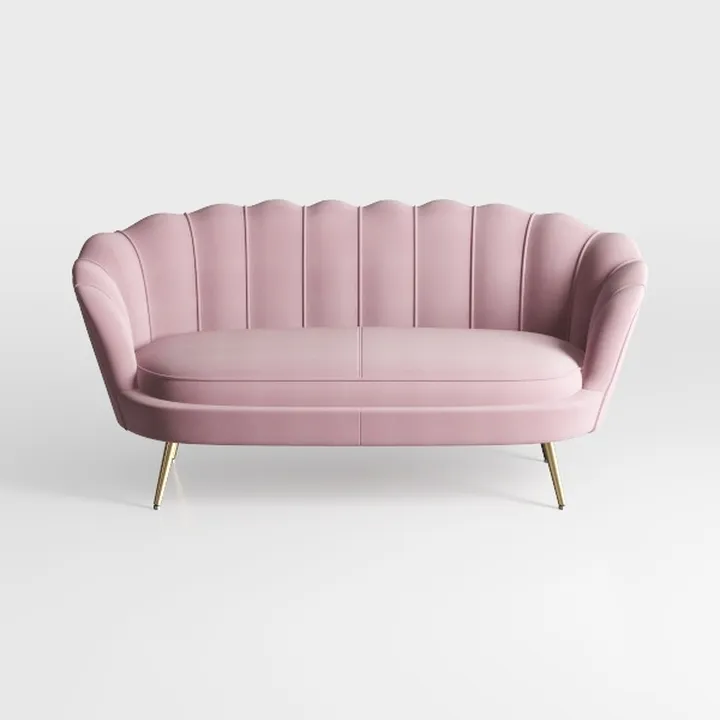 HULALA HOME Velvet Loveseat Sofa with Gold Legs