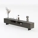 Modern Minimalist Marble Top Solid Wood TV Stand 3D Model Left 45 Degree View
