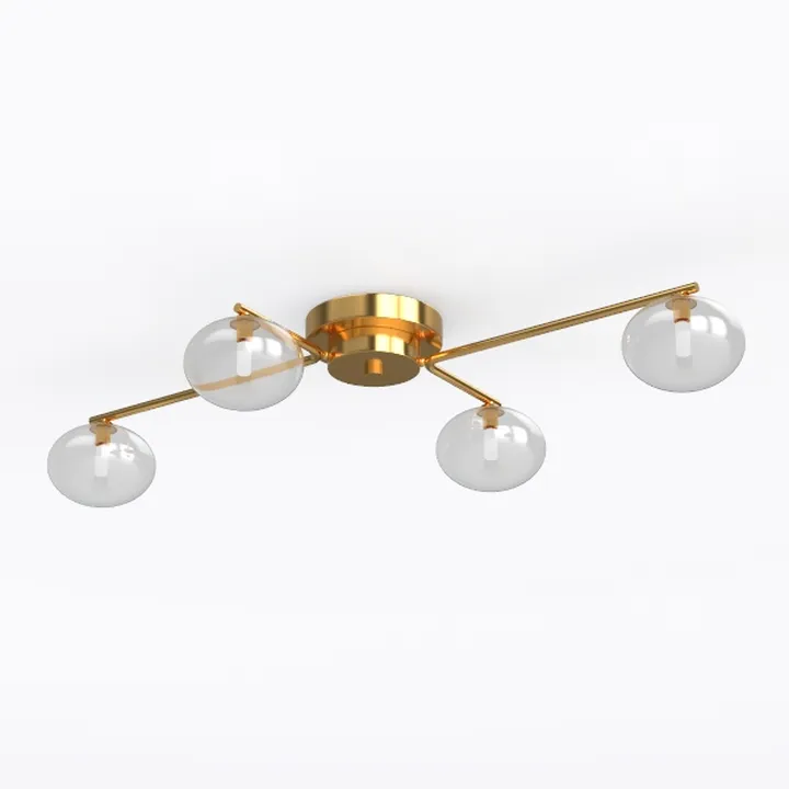Modern Brass Glass Semi Flush Mount Ceiling Lamp 3D Model