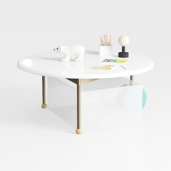 Waje 32.28 in. White Round MDF Coffee Table with H