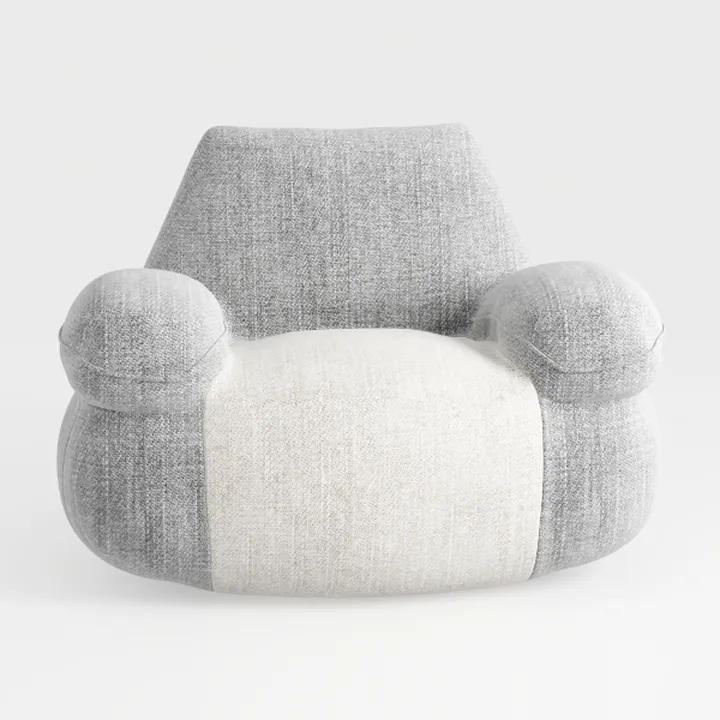 41.2" Chenille Bean Bag Sofa with Matching Ottoman
