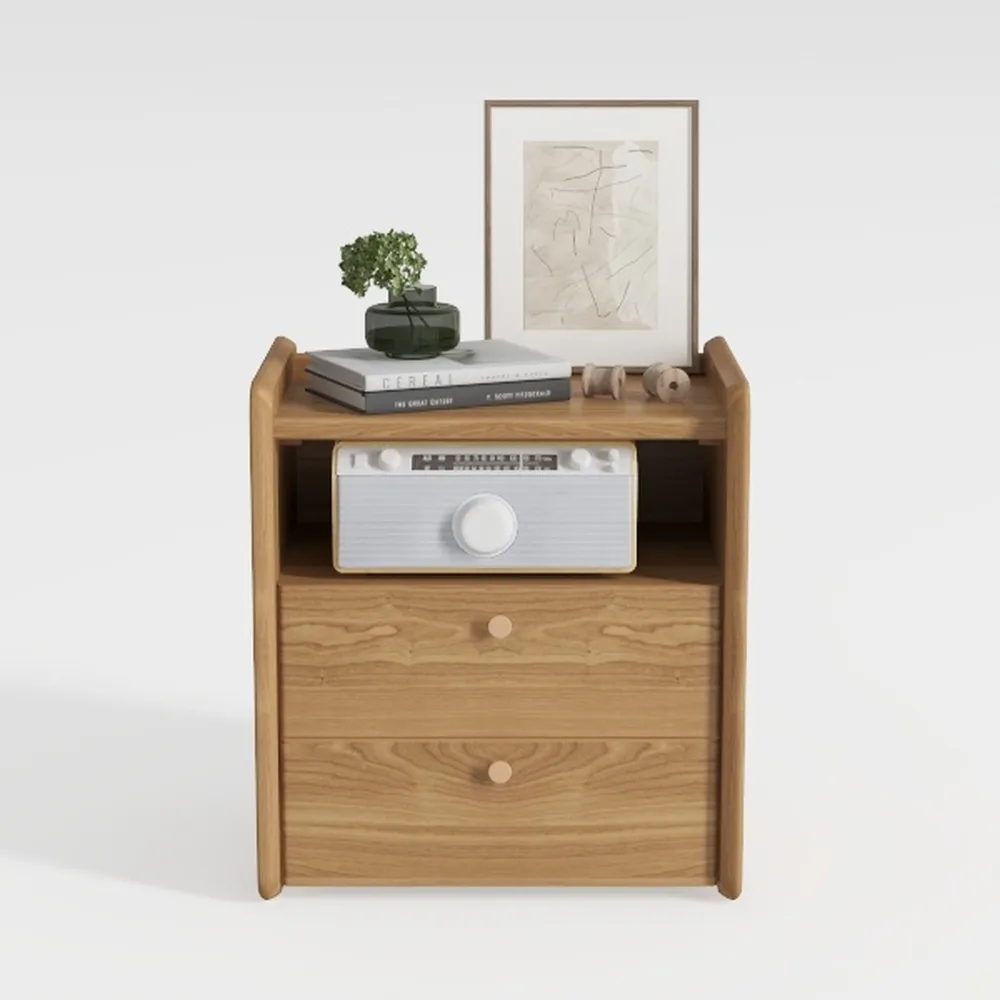 Farmhouse Nightstand with Charging Station, Wood
