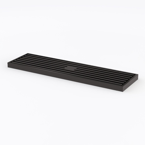 Minimalist Black Metal Long Rectangular Floor Drain 3D Model