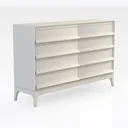 Minimalist White Solid Wood Dresser 3D Model Right 45 Degree View